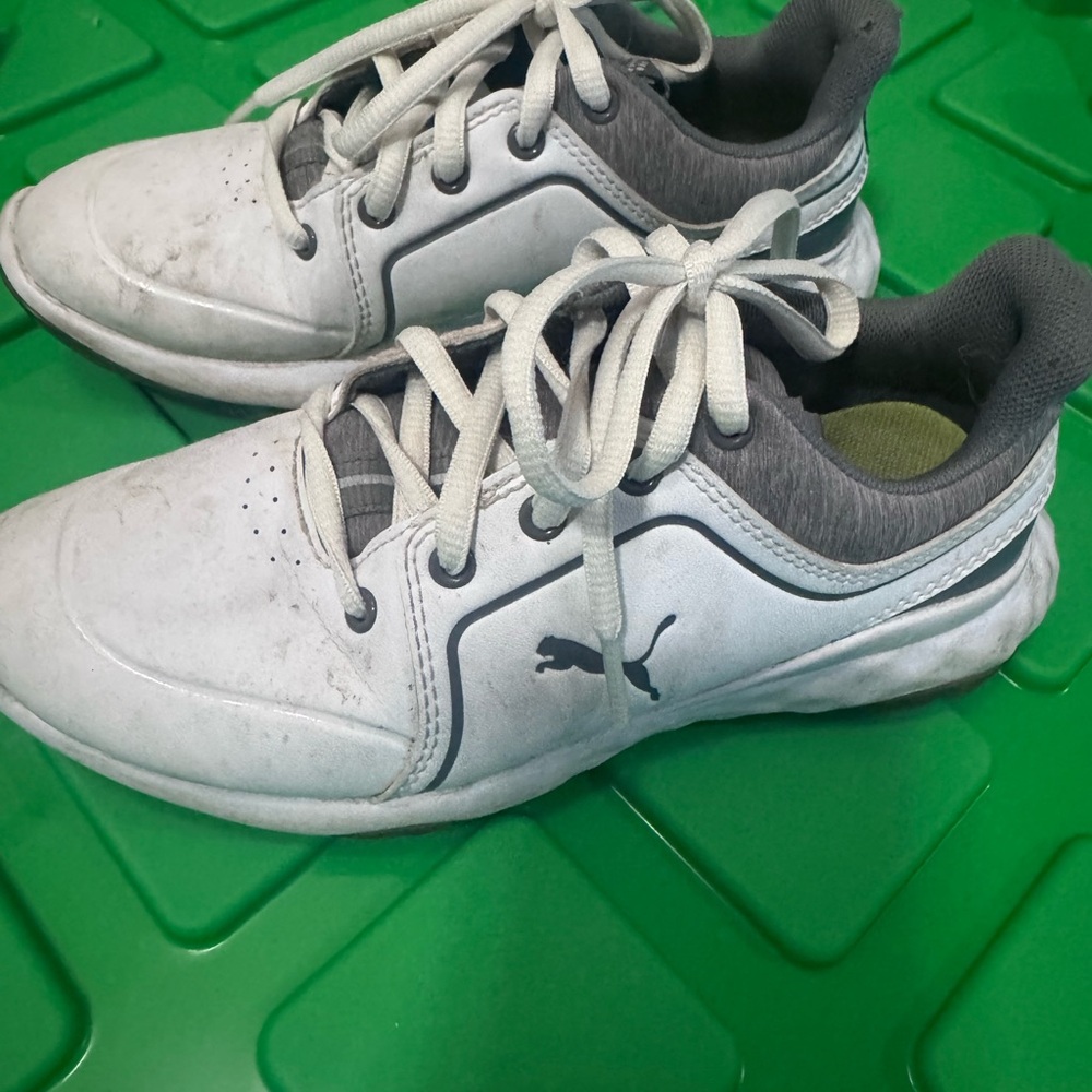 Puma Kids White and Gray Golf Shoes